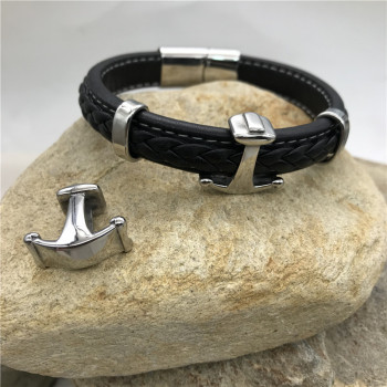 Бусина 12х6 для плоских браслетов Якорь Сталь 